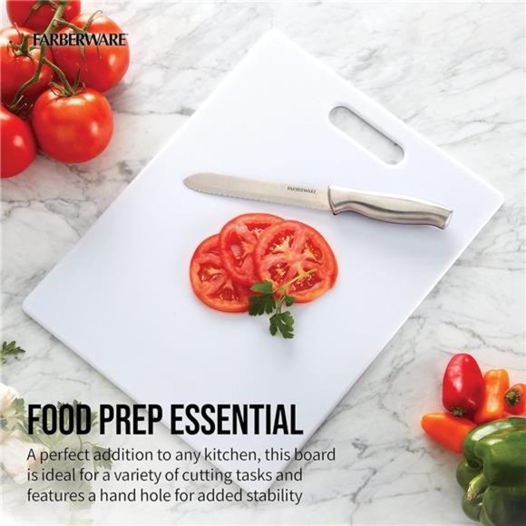 Large Cutting Board, Dishwasher- Safe Plastic Chopping Board, 11" by 14", White - Picture 4 of 7